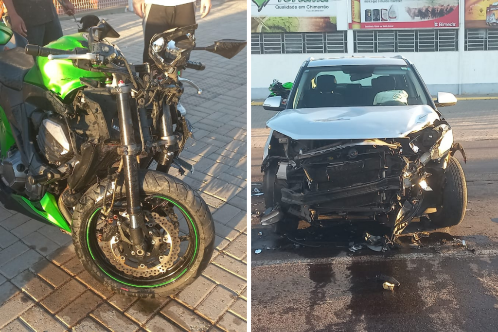 Bei Polícia Colisão Entre Carro E Moto Deixa Uma Pessoa Ferida Na